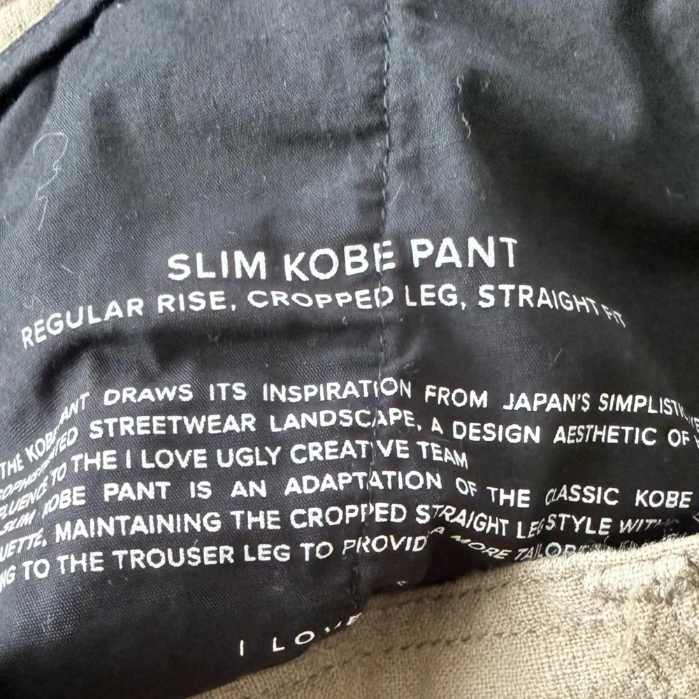 I Love Ugly Men's Olive Green Slim Kobe Pants Sz S cropped